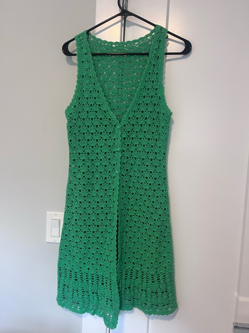Sleeveless Crochet Knit Vest in Green - handmade bohemian festival